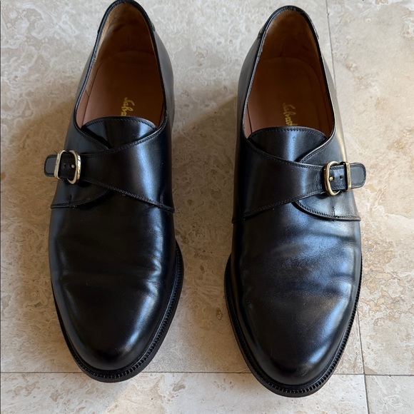 Salvatore Ferragamo Black Leather Monk Strap Shoes - Men\'s Dress Loafers main image 7
